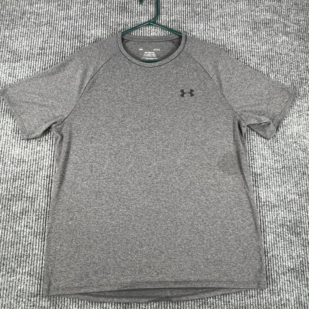 Under Armour Shirt Mens Large Gray Short Sleeve Tech Soft Active Gym‎ Casual